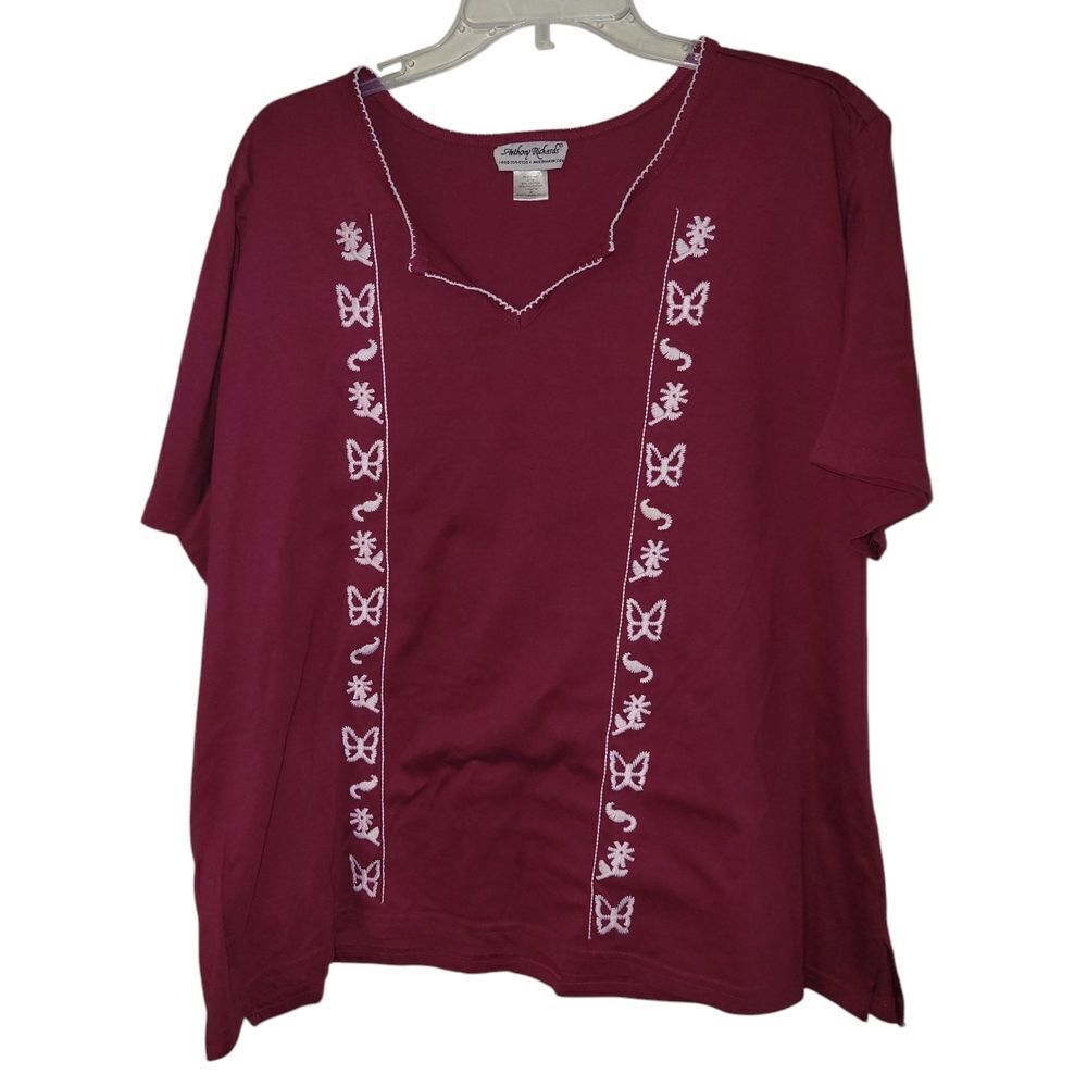 Anthony Richards Pink And White Embroidered Blouse Size 3x